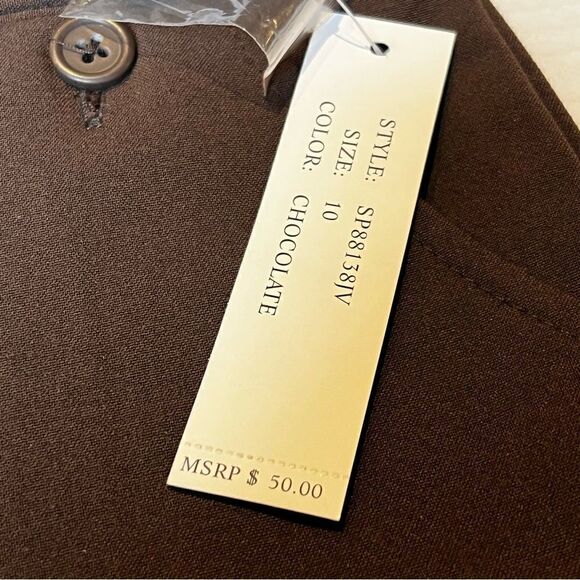 Larry Levine Stretch pants Size 10 Chocolate NWT 5 pockets belt loops - Picture 10 of 11